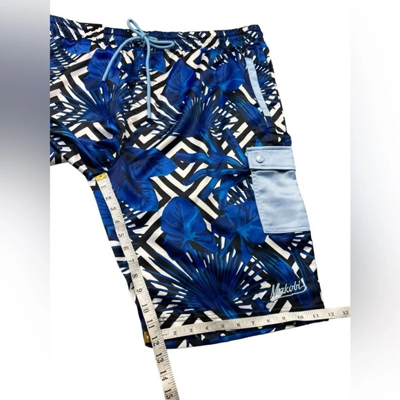 Makobi Mens Cargo Shorts Drawstring Blue Size 3XL - Picture 7 of 14